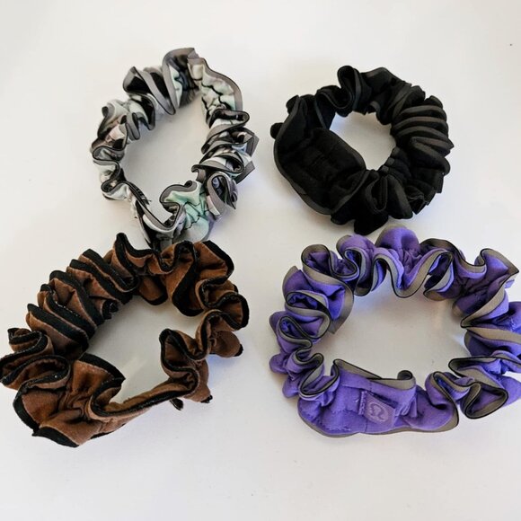 *Lululemon* Light Locks Scrunchie Skinny x 4 (Brown, Black, Purple, Green). - Picture 1 of 9